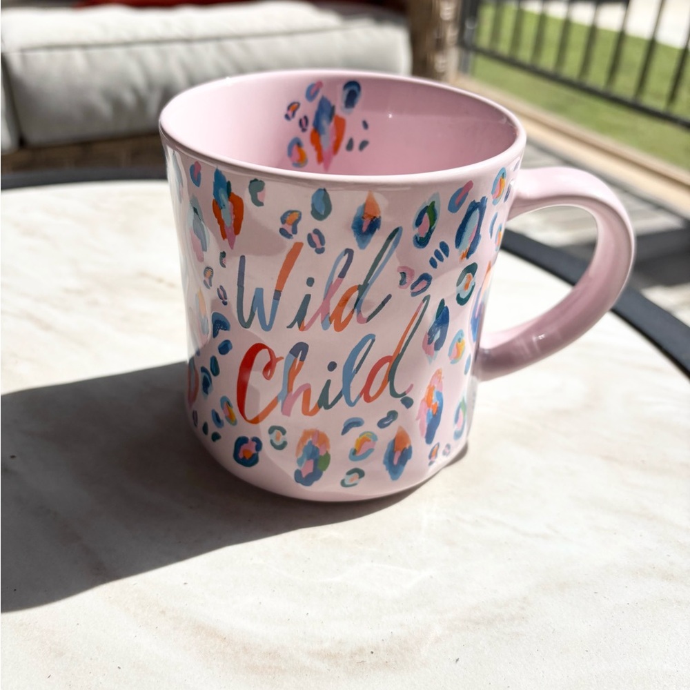 Pink Wild Child Mug with Colorful Leopard Print